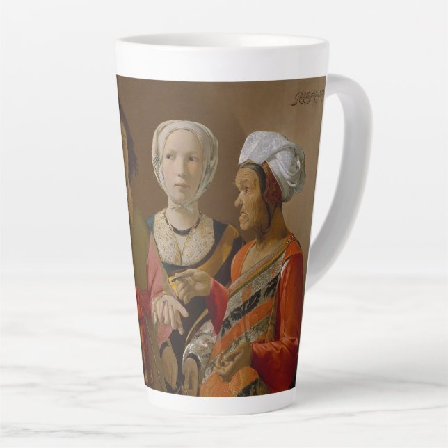 The Fortune Teller-Georges de La Tour Latte Mug (Right Angle)