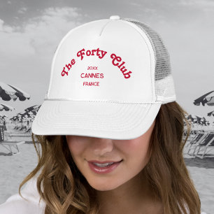 The Forty Club Retro Red Custom Crest White  Trucker Hat