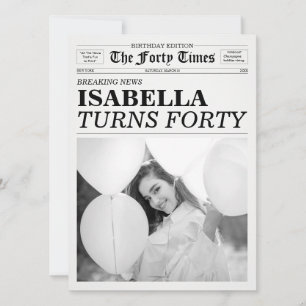 The Forty Times Newspaper 40th Birthday Party Invitation