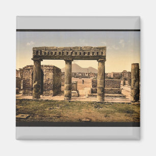 The Forum, Pompeii, Italy vintage Photochrom Magnet