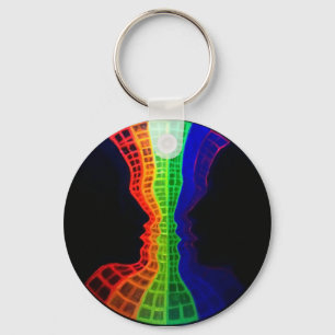 The fountain of love fluorescent colourful rainbow keychain