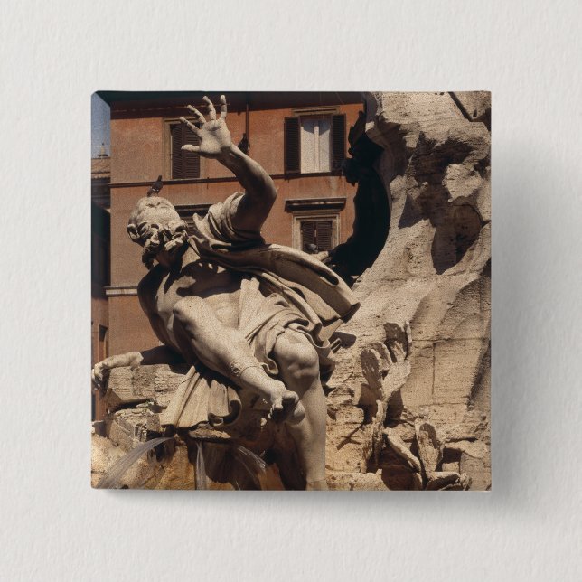 The Fountain of the Four Rivers 2 Inch Square Button (Front)