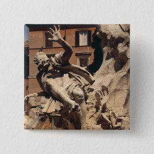 The Fountain of the Four Rivers 2 Inch Square Button