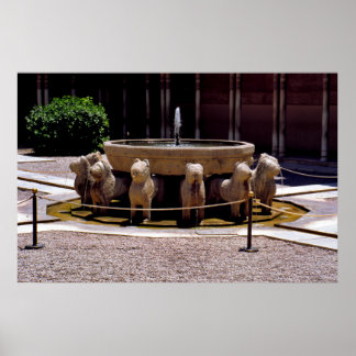 The fountain of the Lions, The Alhambra,  Granada, Poster