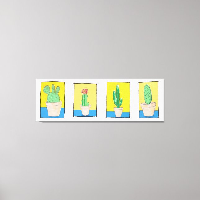 The four cacti. Simple modern art drawings. Canvas Print (Front)