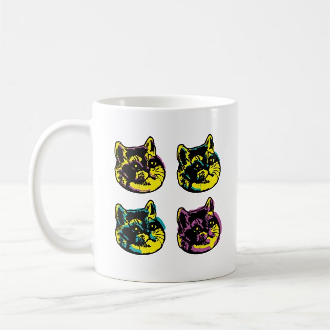 The Four Kittens Heavy Breathing Cat Pop Art Coffee Mug (Left)