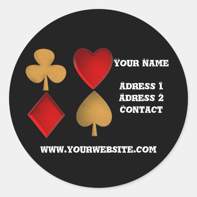 The four suits,Personalized Classic Round Sticker (Front)