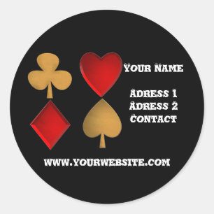The four suits,Personalized Classic Round Sticker
