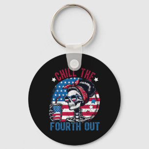 The Fourth Out Funny Skeleton 4th Of July Patrioti Keychain