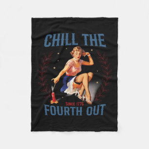 The Fourth Out Retro 4th Of July  Fleece Blanket