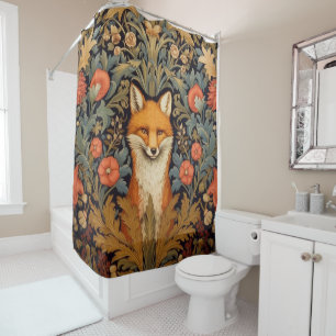 The fox and red flowers art nouveau style
