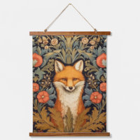 The fox and red flowers art nouveau style