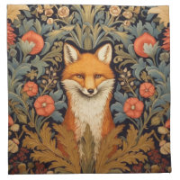 The fox and red flowers art nouveau style