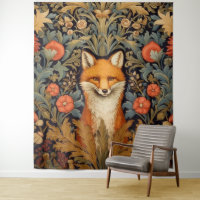 The fox and red flowers art nouveau style