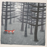 The Fox and the Forest<br><div class="desc">A lone wild red fox stands under pine trees in a dark forest. A landscape painting for animal, nature and wildlife lovers. Original art by Nic Squirrell.</div>