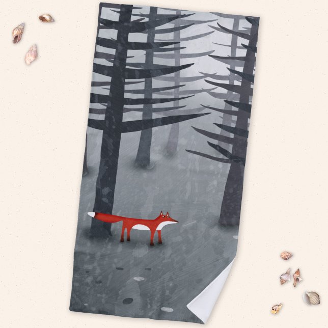 The Fox and the Forest Beach Towel (The Fox in the Forest woodland wildlife beach towel)