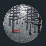 The Fox and the Forest Dartboard<br><div class="desc">A lone wild red fox stands beneath the pine trees in a dark forest. For nature,  wildlife and animal lovers.</div>