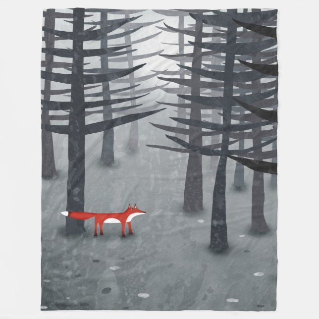 The Fox and the Forest Ombré Landscape Fleece Blanket (Front)