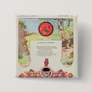 The fox and the grapes 2 inch square button