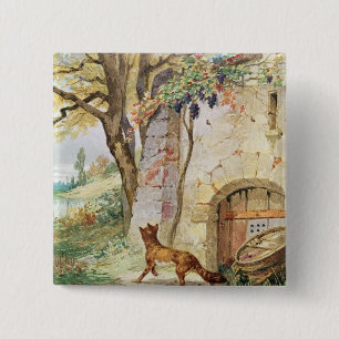 The Fox and the Grapes, illustration for 2 Inch Square Button