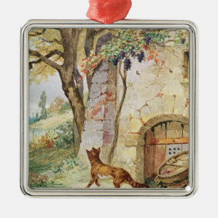 The Fox and the Grapes, illustration for Metal Ornament
