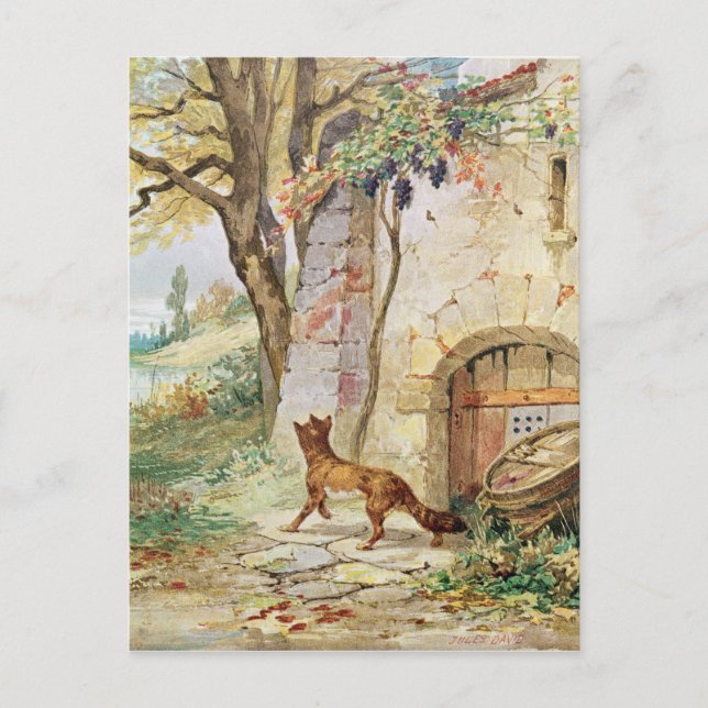 The Fox and the Grapes, illustration for Postcard (Front)