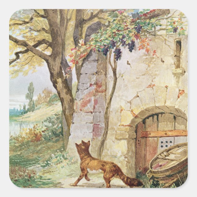 The Fox and the Grapes, illustration for Square Sticker (Front)