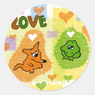 The fox love classic round sticker
