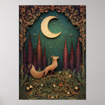 The Fox | Night Spring Forest Art