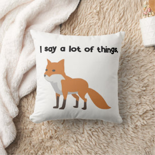 The Fox Says… Funny Internet Meme Cartoon Design Throw Pillow
