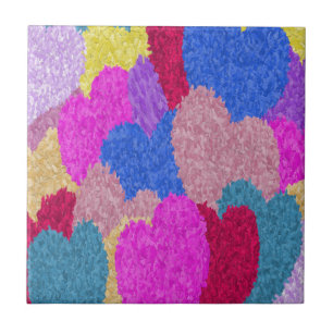 The Fragmented Hearts Abstract Painting Tile