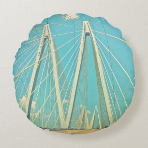 The Fred Hartman Bridge Round Pillow