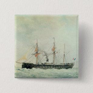 The French Battleship, 'La Gloire', 1880 2 Inch Square Button
