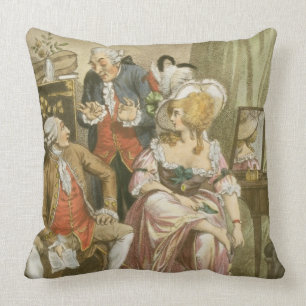 The French Dressing Room, engraved by P.W. Tomkins Throw Pillow