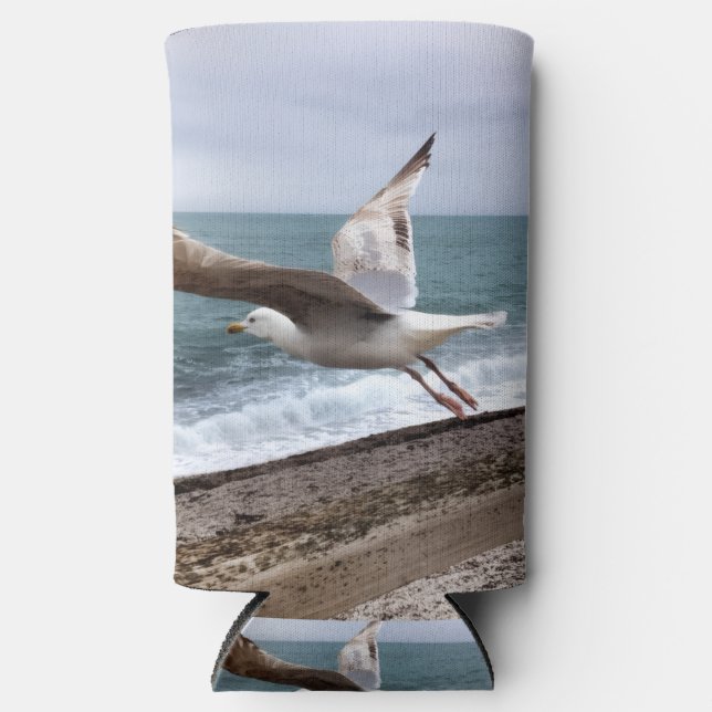 The French Etretat seagull Seltzer Can Cooler (Front)