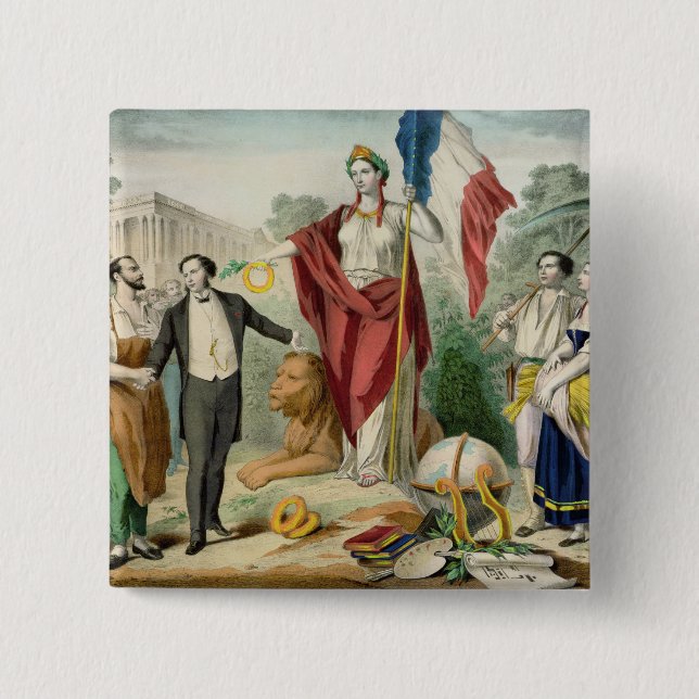 The French Republic 2 Inch Square Button (Front)