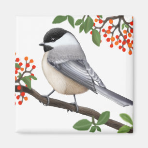 The Friendly Black Capped Chickadee Bird Magnet