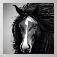 The Friesian Black & White Digital Portrait Print