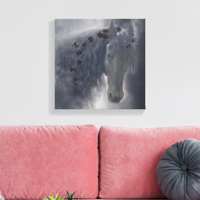 The Friesian Horse - Wrapped Canvas (Insitu(LivingRoom))
