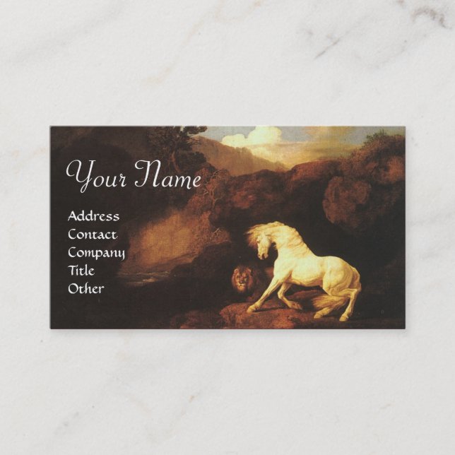 The Frightened White Horse By A Lion Monogram Business Card (Front)