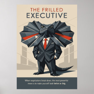 The Frilled Executive Funny Lizard Art Poster