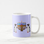 The Frozen Chosen Hannukah Mugs<br><div class="desc">Celebrate the eight nights of Chanukah with this colourful mug! Graphic illustration of penguins enjoying the Hannukah menorah lights.</div>