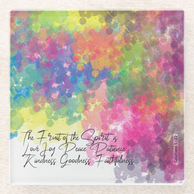 The Fruit of the Spirit - Galatians 5 Glass Coaster (Front)