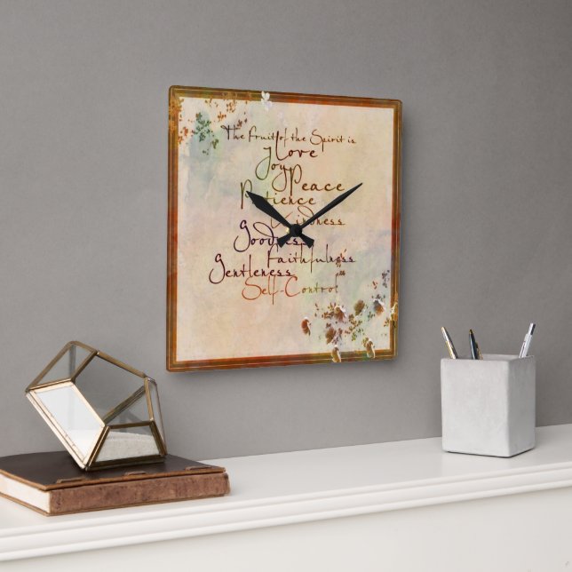 The Fruit of the Spirit Square Wall Clock (Office)