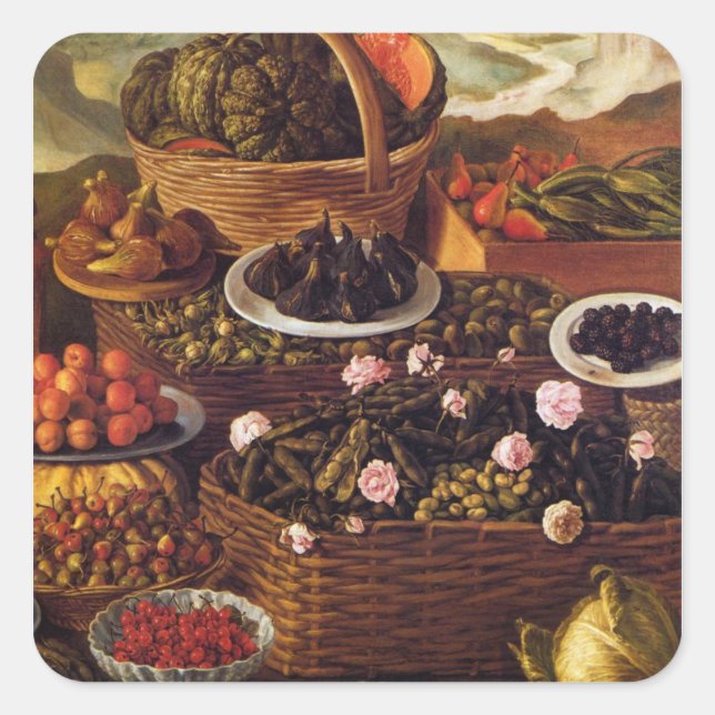 The Fruit Seller in detail by Vincenzo Campi Square Sticker (Front)