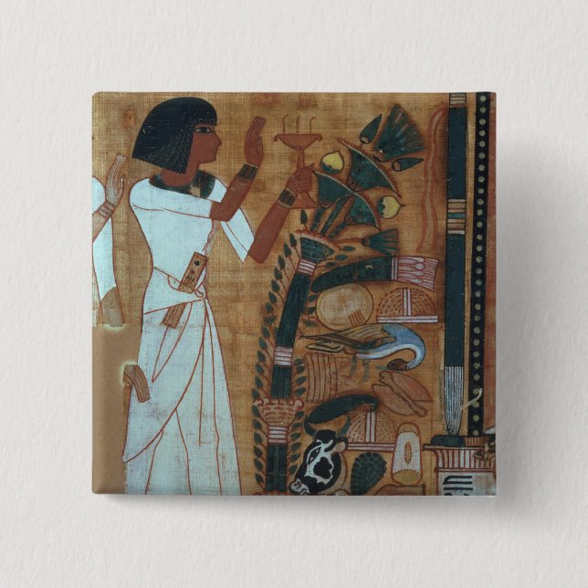 The Fumigation of Osiris, page from the Book of th 2 Inch Square Button (Front)
