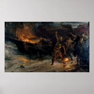 The Funeral of a Viking by Frank Bernard Dicksee Poster