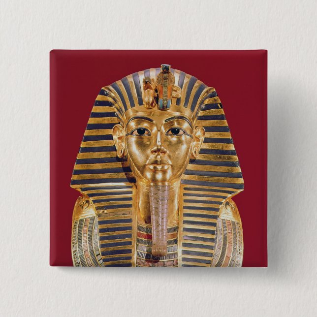 The funerary mask of Tutankhamun 2 Inch Square Button (Front)