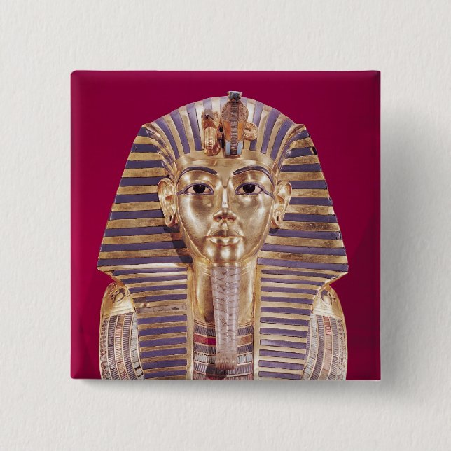 The funerary mask of Tutankhamun 2 Inch Square Button (Front)