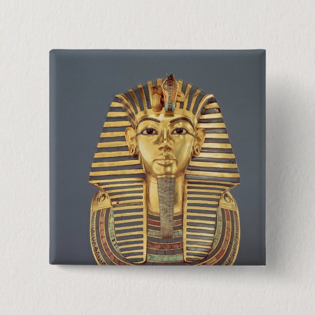 The funerary mask of Tutankhamun 2 Inch Square Button (Front)